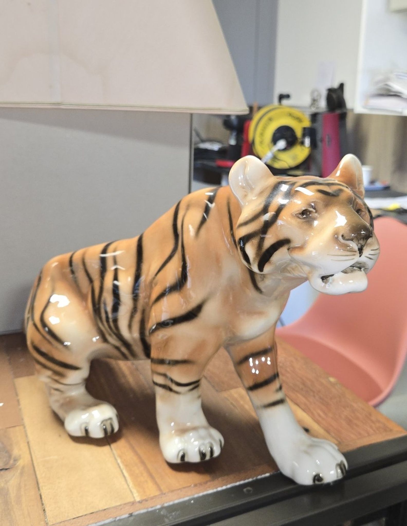 Large porcelain tiger ROYAL DUX – Czechoslovakia - Art Deco 1930