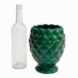Cache pot vase barbotine forme ananas vert vintage