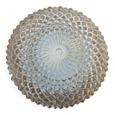 Antique Ceiling Light Wall Lamp Molded Glass Diamond Tip + Black Metal Support