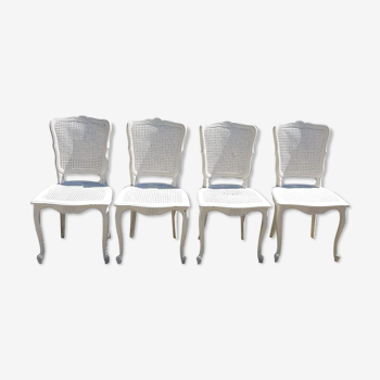 White chairs made of wood and rattan