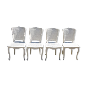 White chairs made of wood and rattan