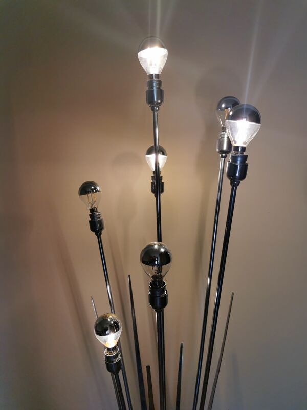 Lampadaire vintage 1970 métal chromé 7 branches