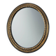 Miroir ovale néoclassique français en noir et or, 20e siècle