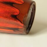 Glazed Ceramic Vase Lava Effect - Brown Orange - Abstract Shape