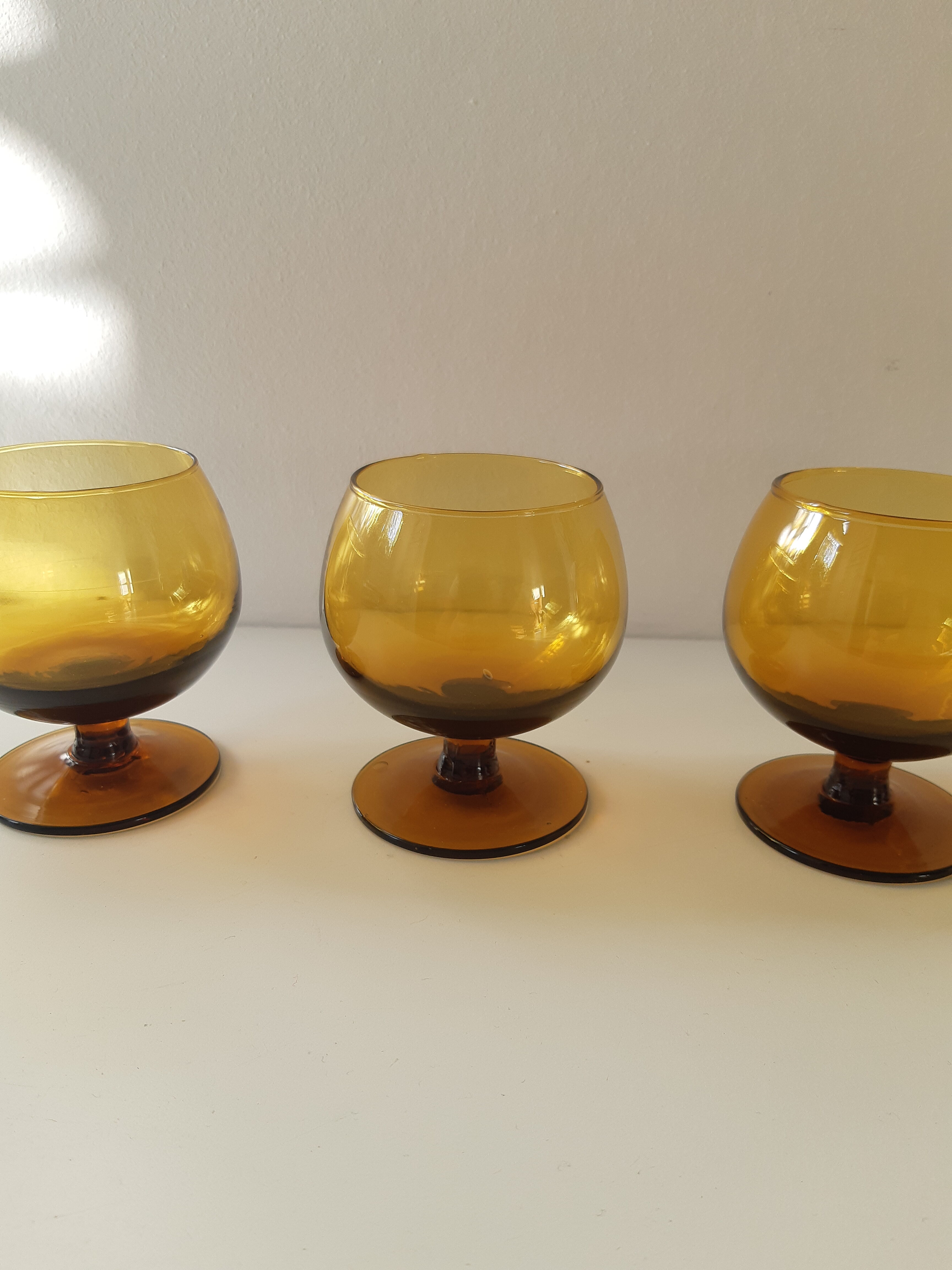 Vintage amber cognac glasses