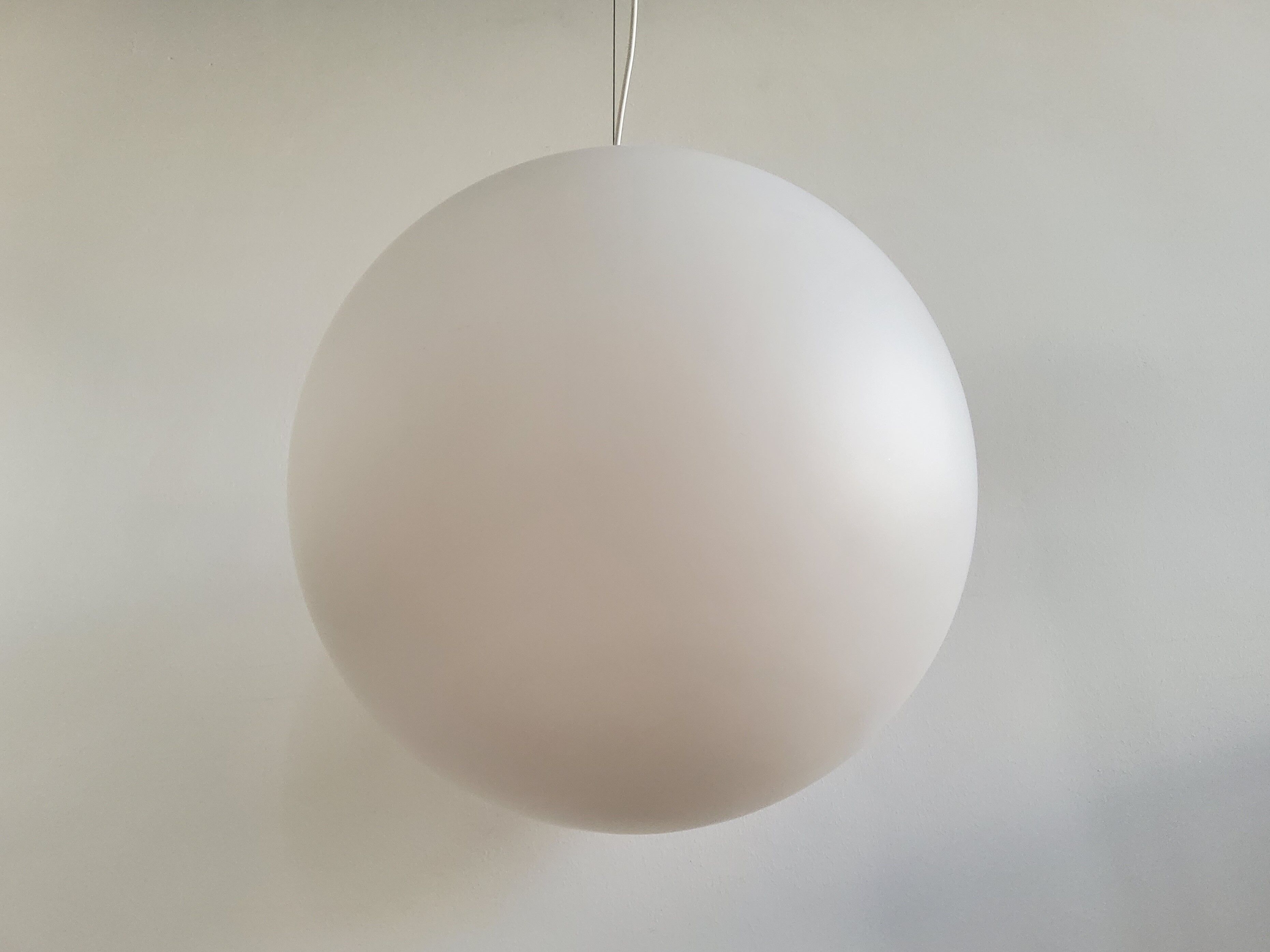 Opaline glass globe pendant lamp, 1960's
