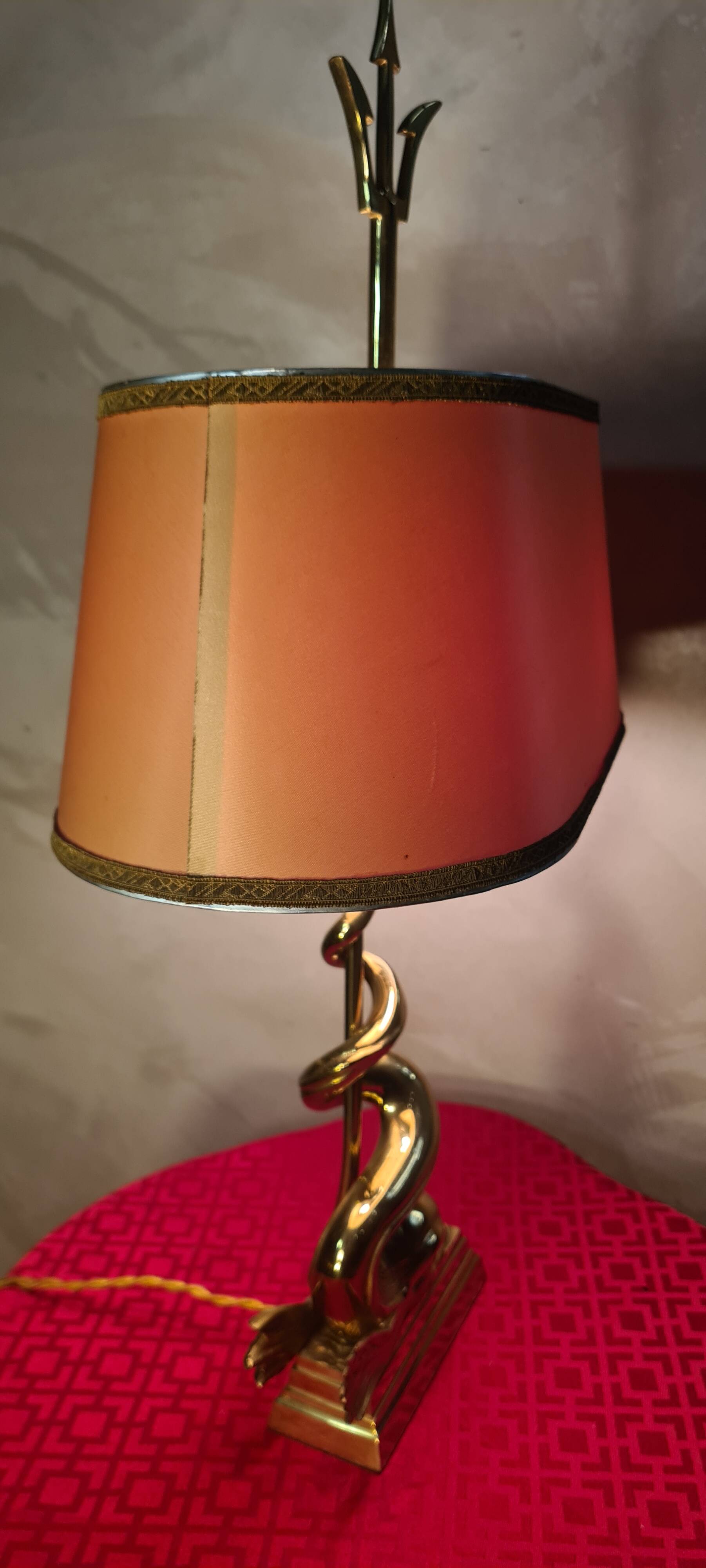 lampe bronze dauphin poseidon angleterre 1910 circa tres bon etat h57x34