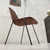 Vintage chair in wicker and metal circa 1950