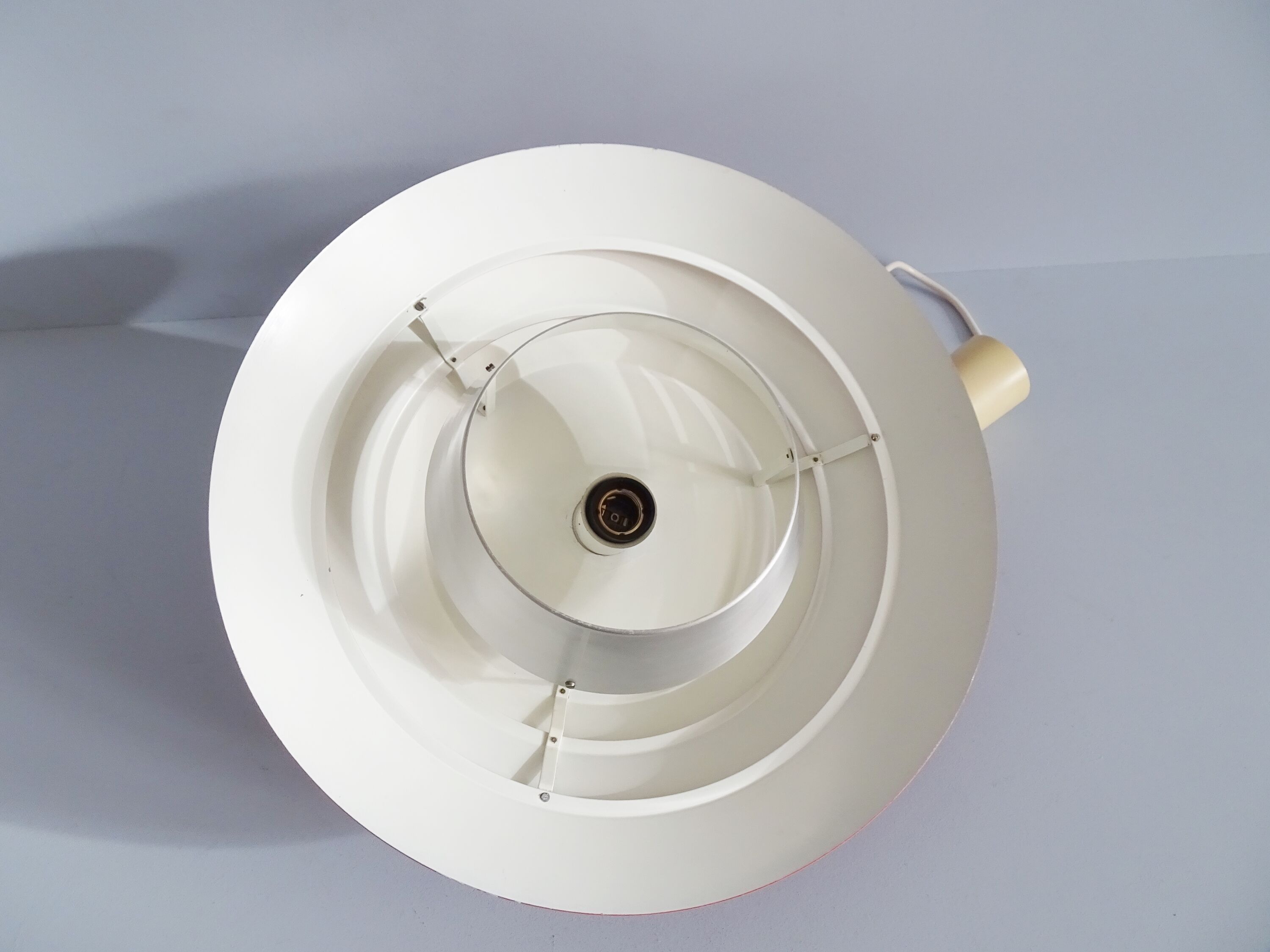 Metal hanging lamp red Mid Century Scandinavian design, pendant light