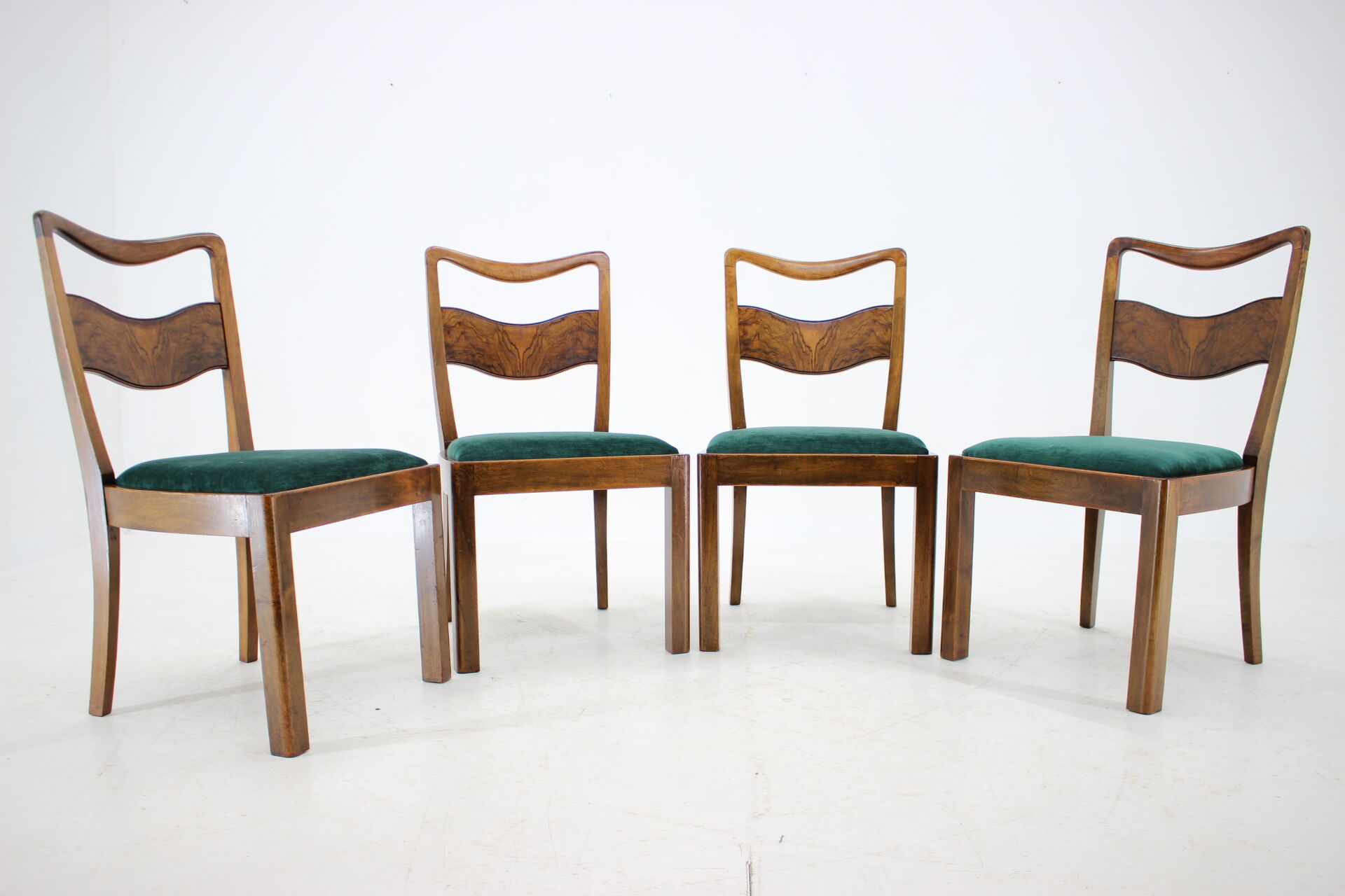 1930s Set of 4 Art Deco Dining Chairs, Czechoslovakia