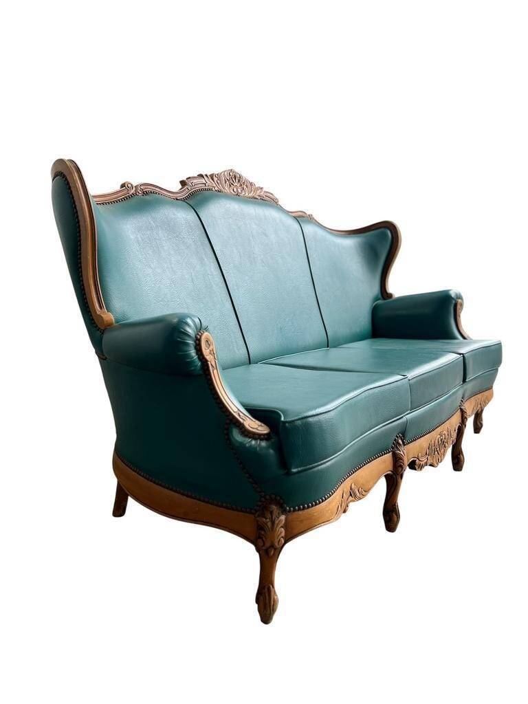 Vintage turquoise baroque armchair / sofa / couch