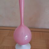 Pink opaline vase white base