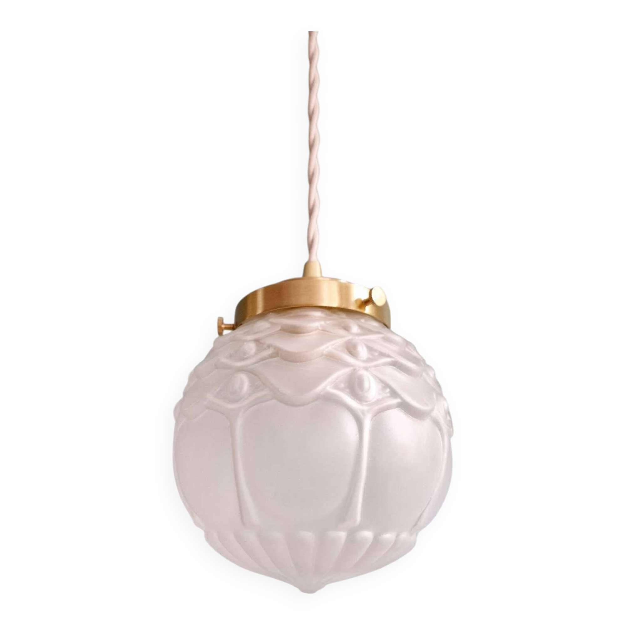 Art Deco satin glass pendant (2 available), 1920s-30s