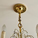 6-light chandelier in gold metal and tassels