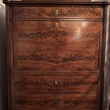 George III flap-top secretary in flamed mahogany, late 18th century
