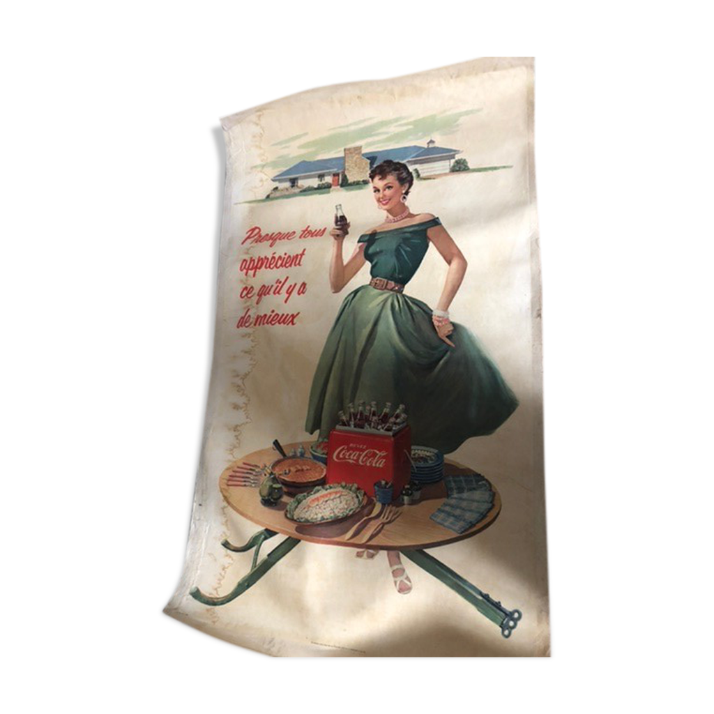 ANCIEN PLATEAU COCA-COLA glace bois bambou année 60 70 EUR 30,00