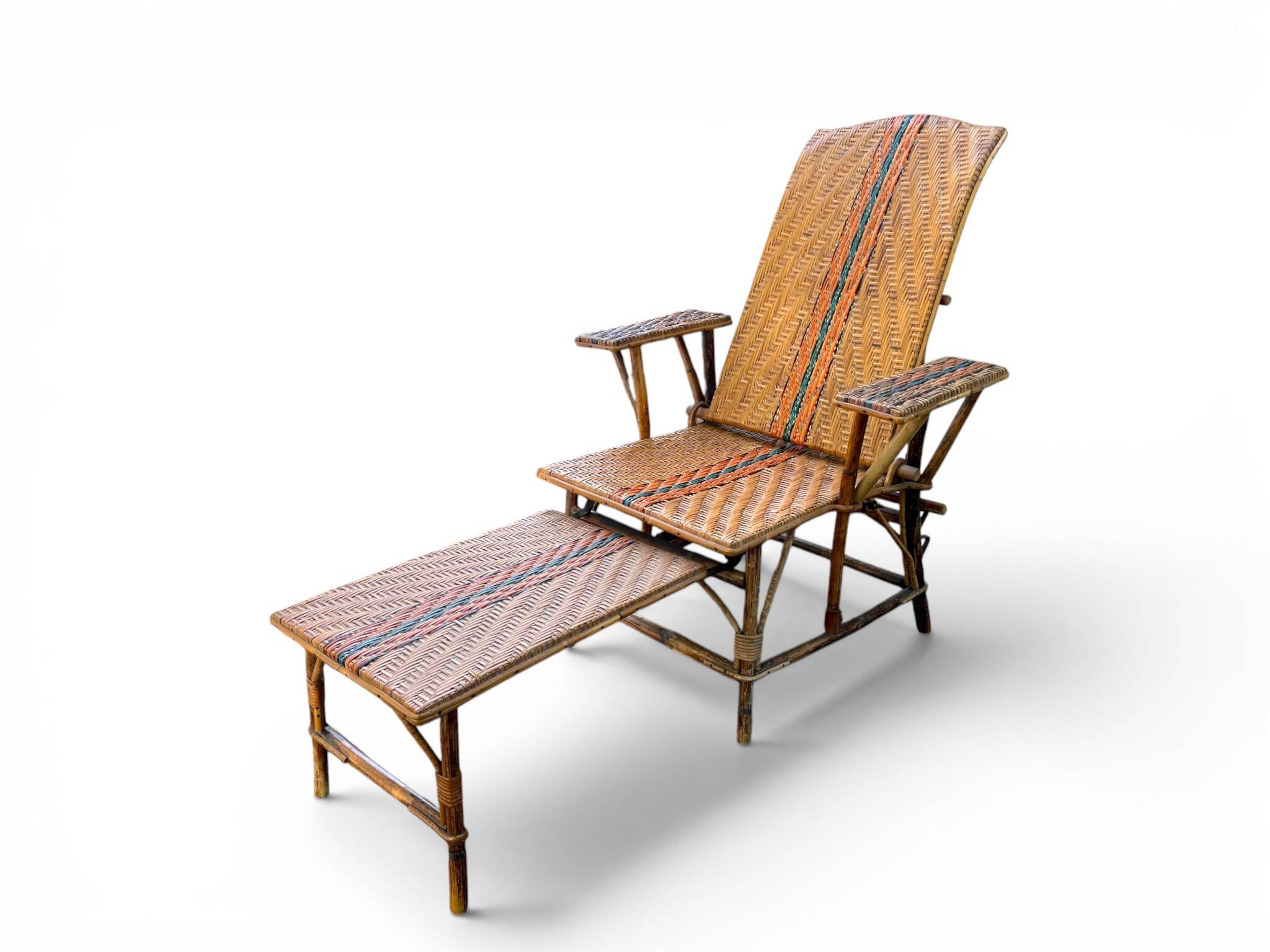 Rattan and bamboo deck chair from around 1940.