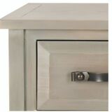 Rustic Ash Grey 3-Drawer Console Table with Storage Shelf in Solid Elm Wood