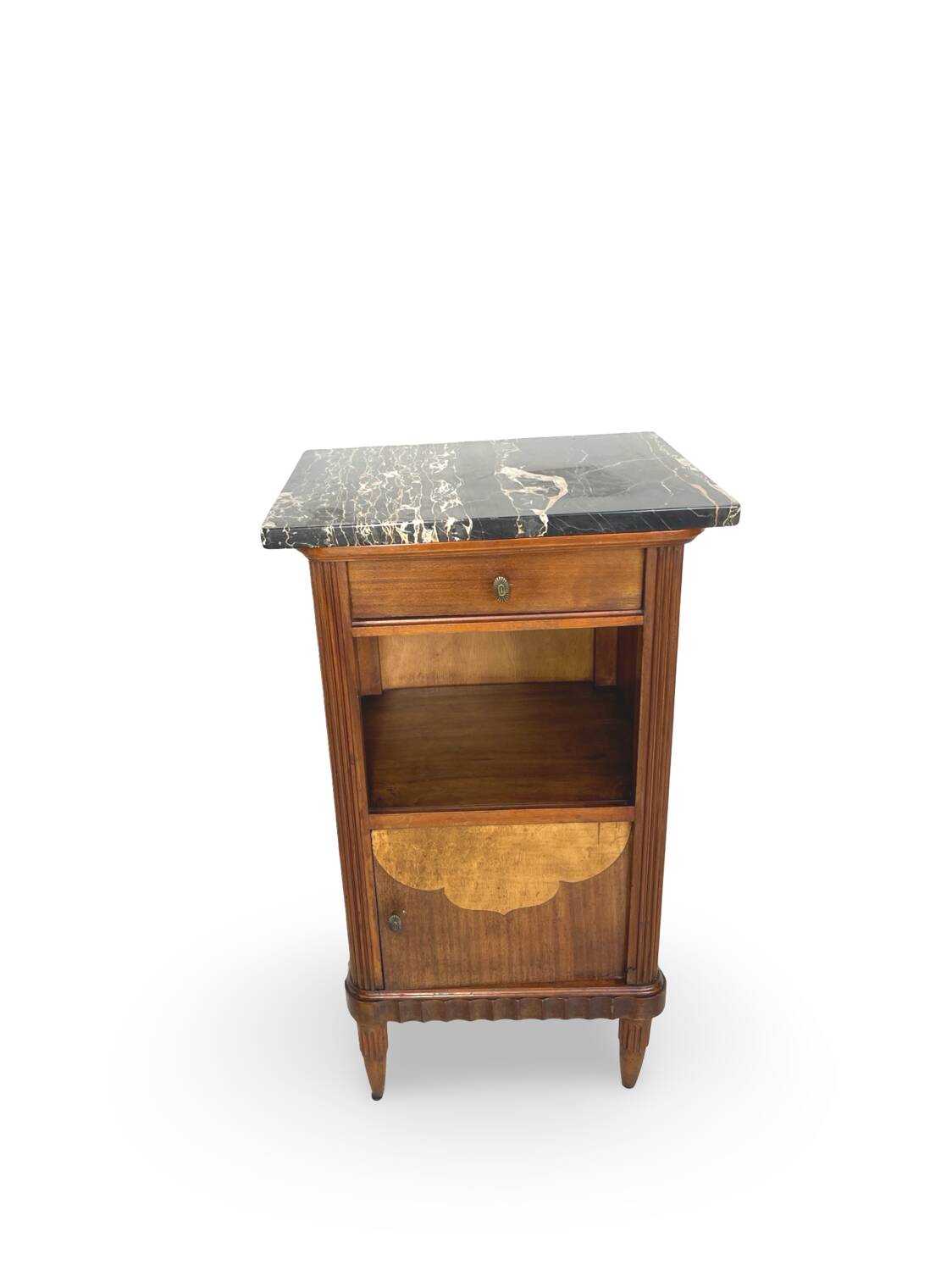 Tables de chevet italiennes en placage d'acajou avec de splendides