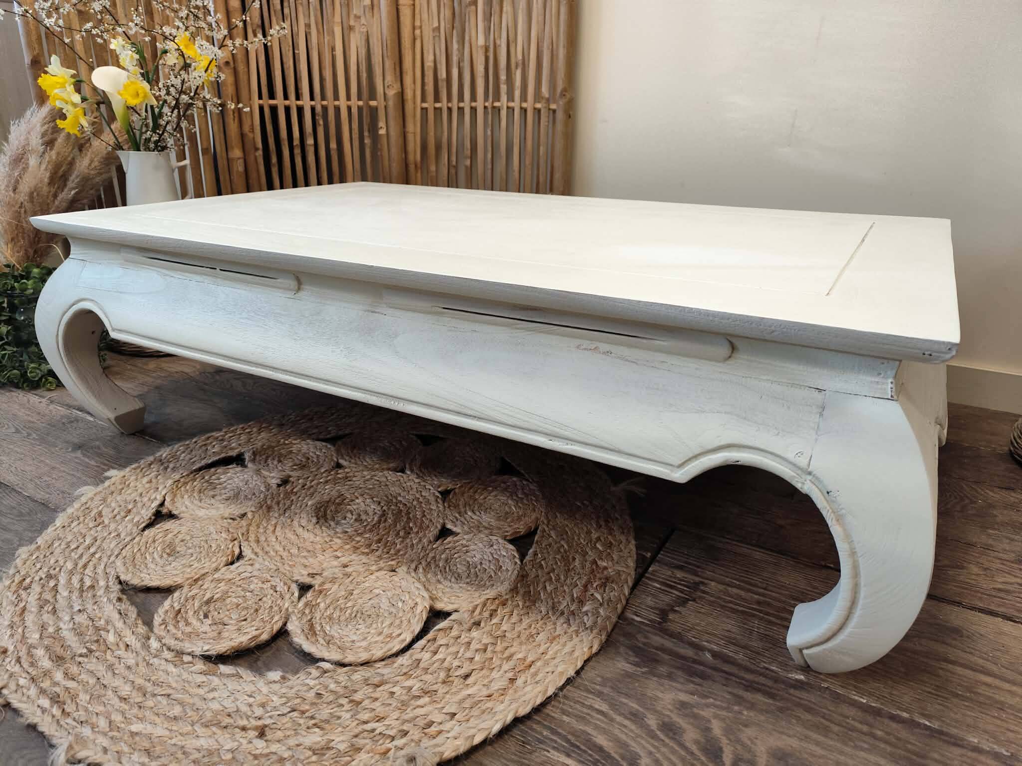 Low table in exotic wood with its safety glass