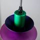 Vintage aluminum ceiling lamp in purple and green, Memphis/postmodern zigzag striped cable, bold pop-art pendant