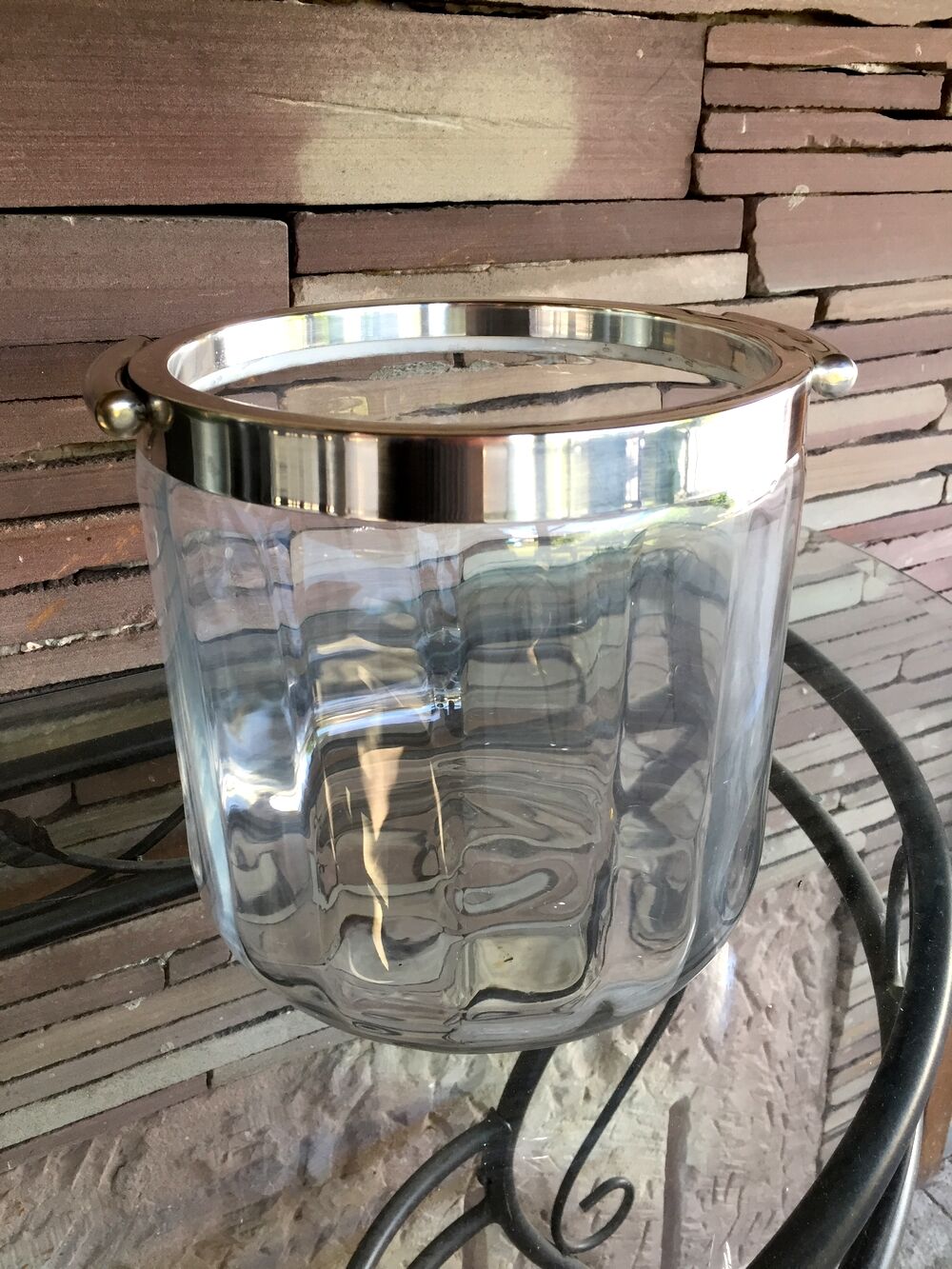 Champagne bucket glass and metal silver flagship for christofle