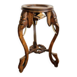 Sellette en bois sculpté, plateau en marbre rouge, début XXe