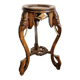 Carved wooden stool, red marble top, early 20th century