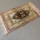 Vintage Turkish Vegan Silk Rug, 110x60 cm, Kayseri, Red, Yellow, Beige Small