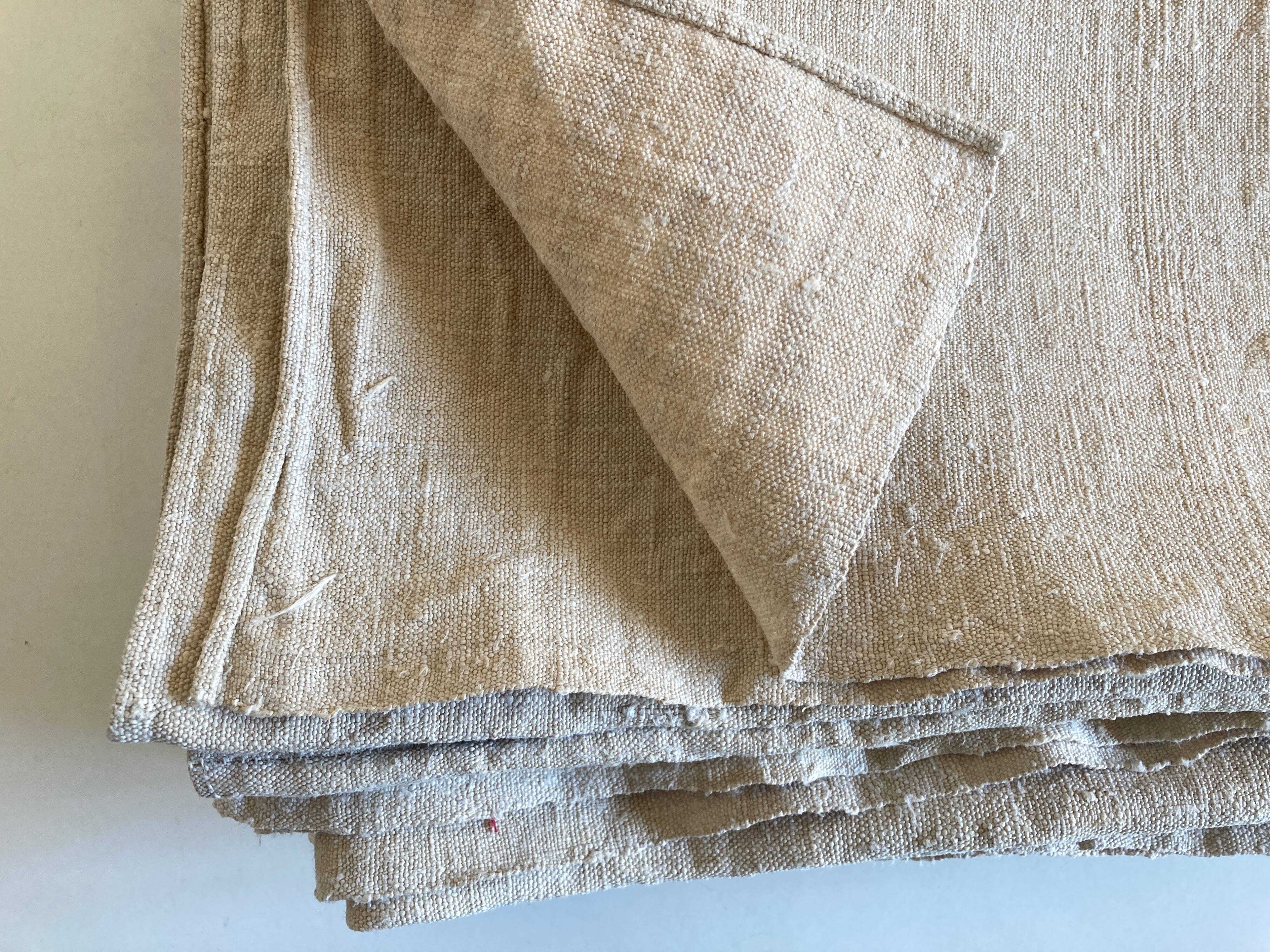 Raw hemp tablecloth 19th trousseau reserve 2m x 2m