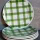 Five dessert plates Orchis-Moulin des Loups vintage checkered décor