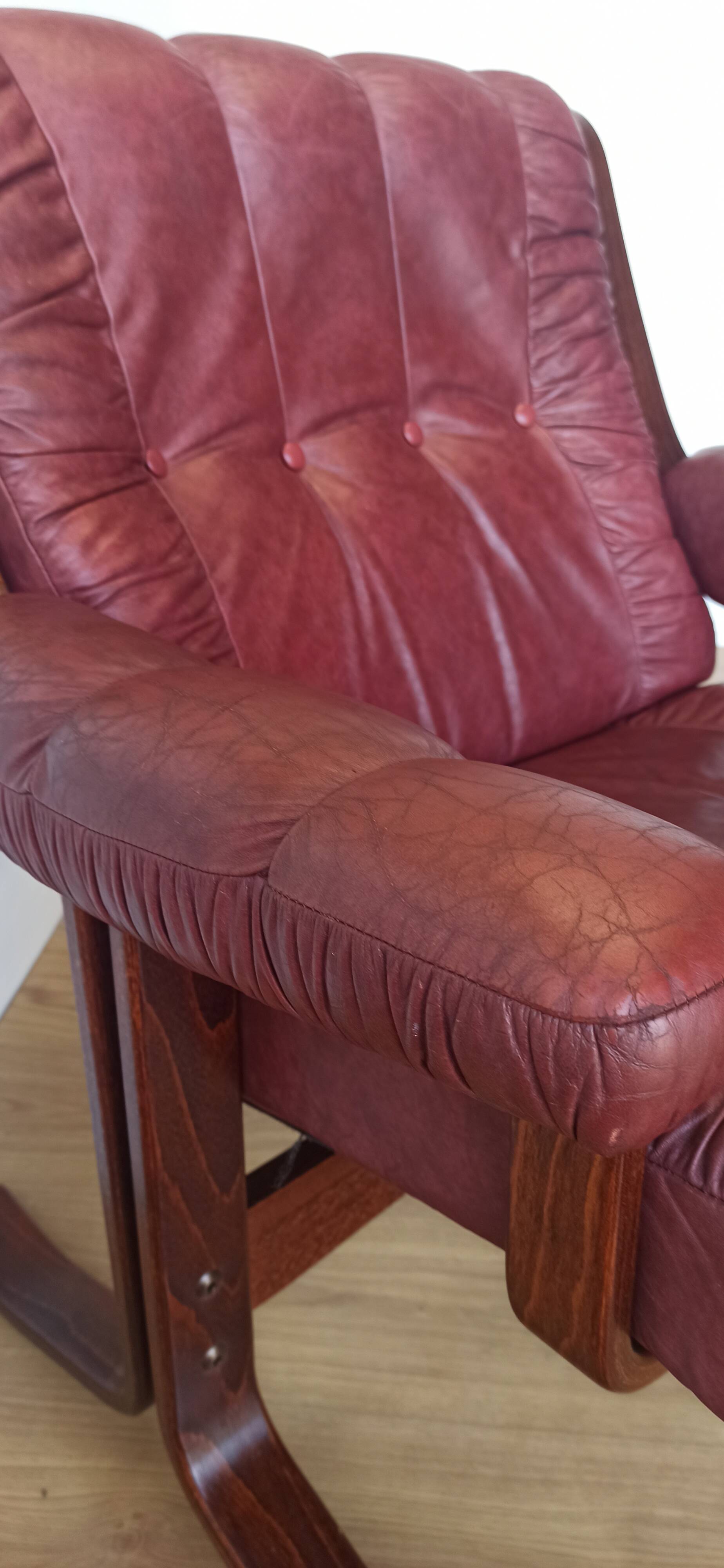 Scandinavian Mid-Century Modern Leather Easy Chairs by Ekornes 1970s.