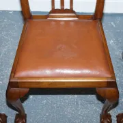 Chippendale Style Dining Chairs with Leather Seats, Set of 5