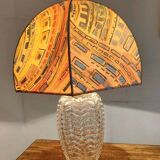 Large 1980s Lamp with Crystal Base/Vase/Handcrafted Lampshade - Unique Piece