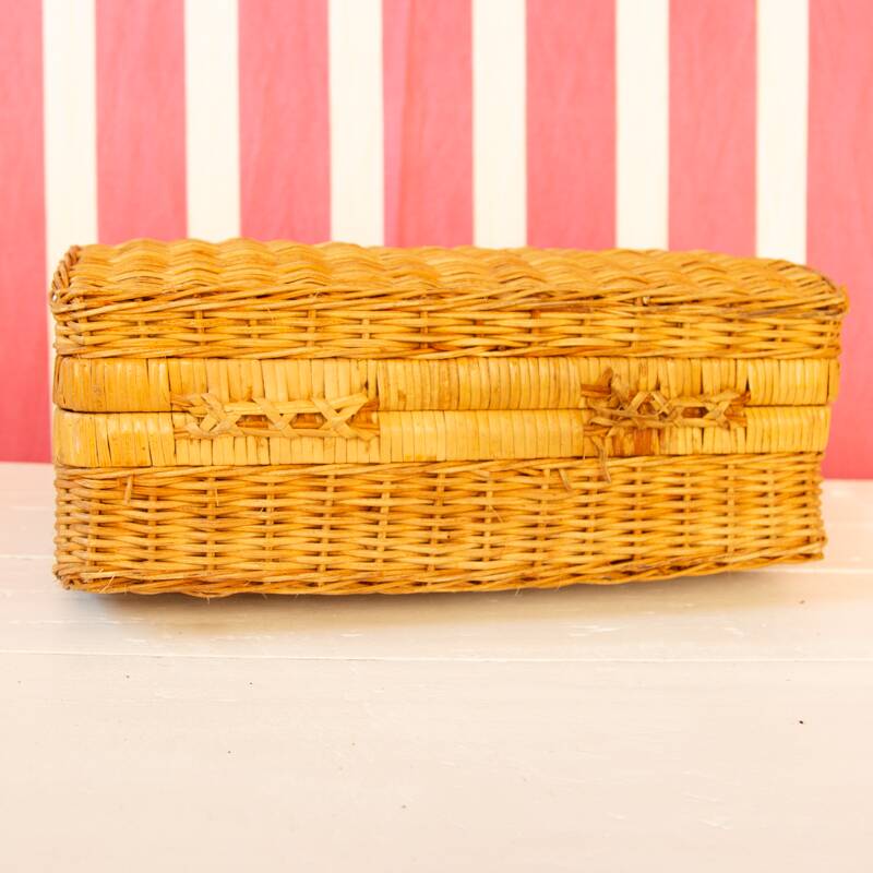 rectangular wicker suitcase