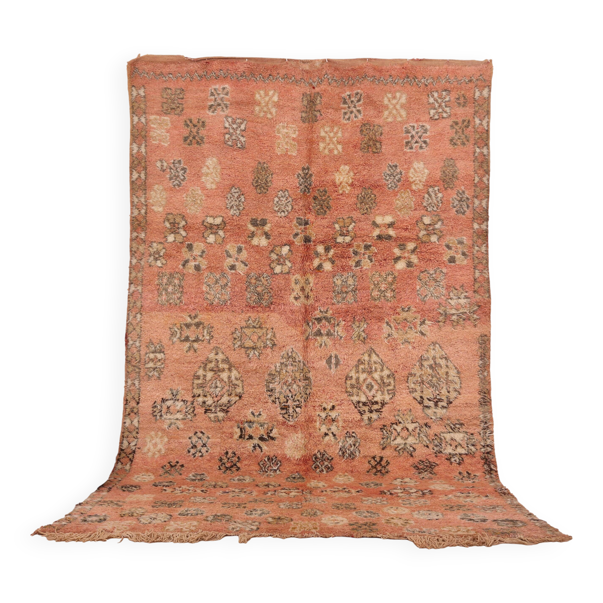 Peach Vintage Moroccan Rug 180 x 305 cm, Berber Wool Rug, Handmade Boho Rug