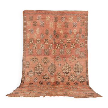 Tapis marocain vintage pêche 180 x 305 cm, tapis en laine berbère, tapis boho fait main