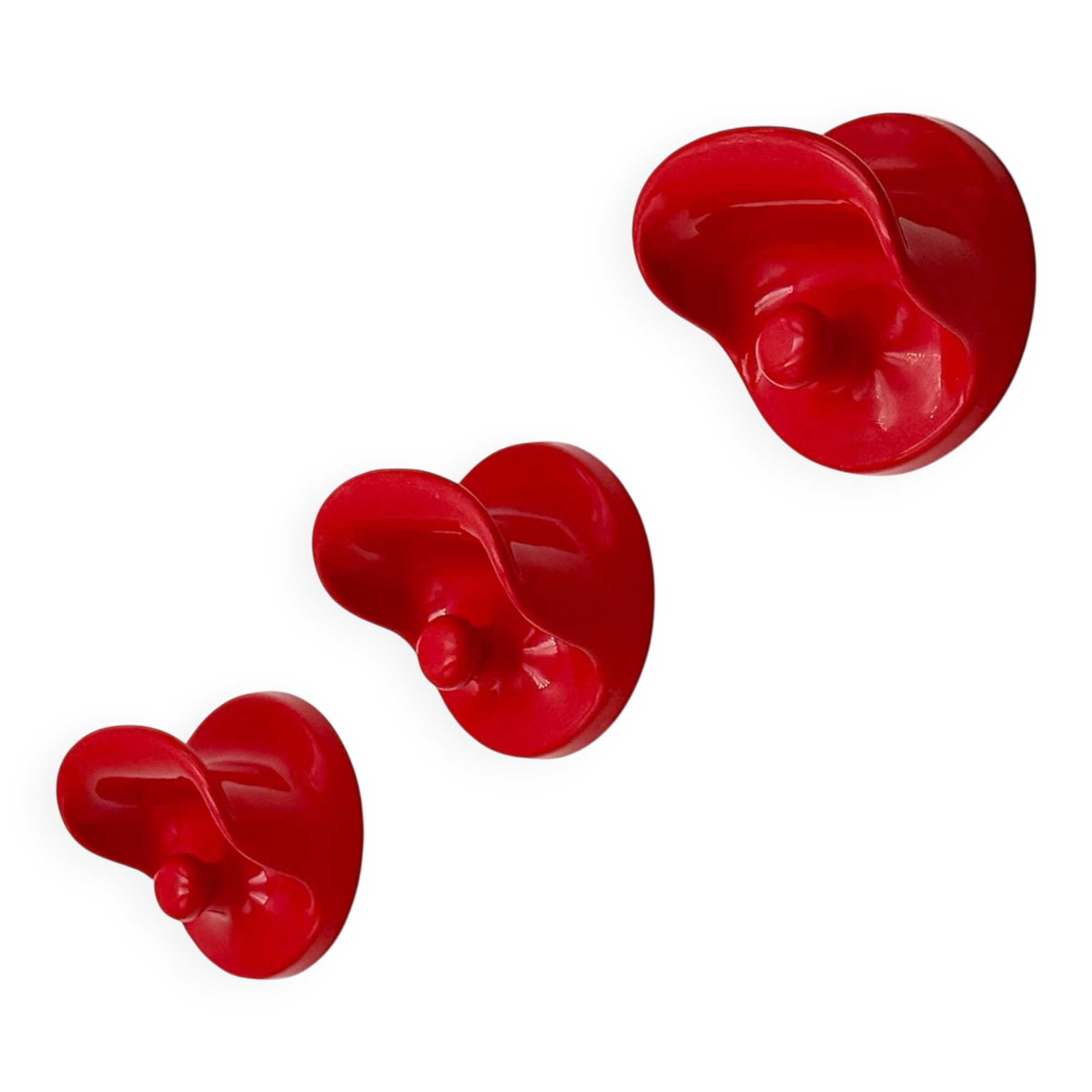 Set of Red Coat Hooks by Olaf Von Bohr for Kartell 1970s