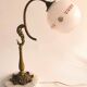 French Art Nouveau bronze and marble lamp