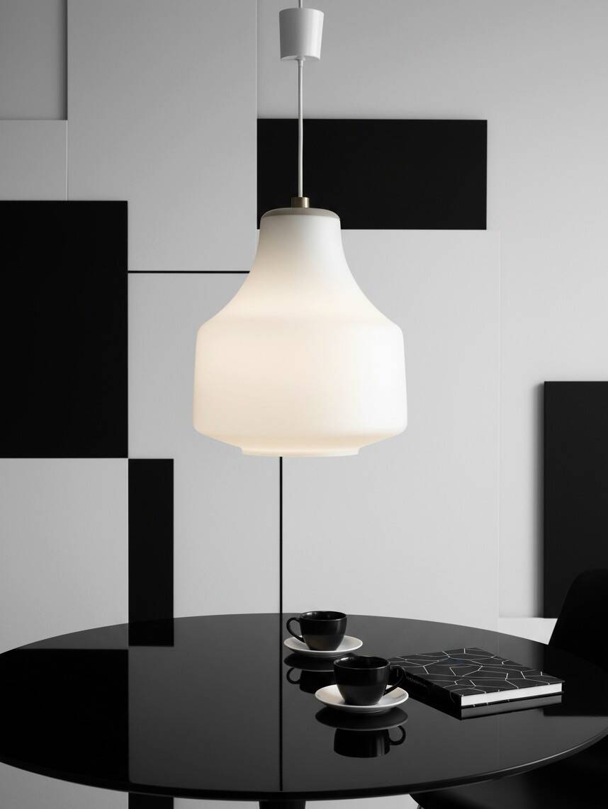 Vintage white opaline glass pendant – 1960s