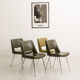 Vintage chairs imitation leather green khaki metal foot