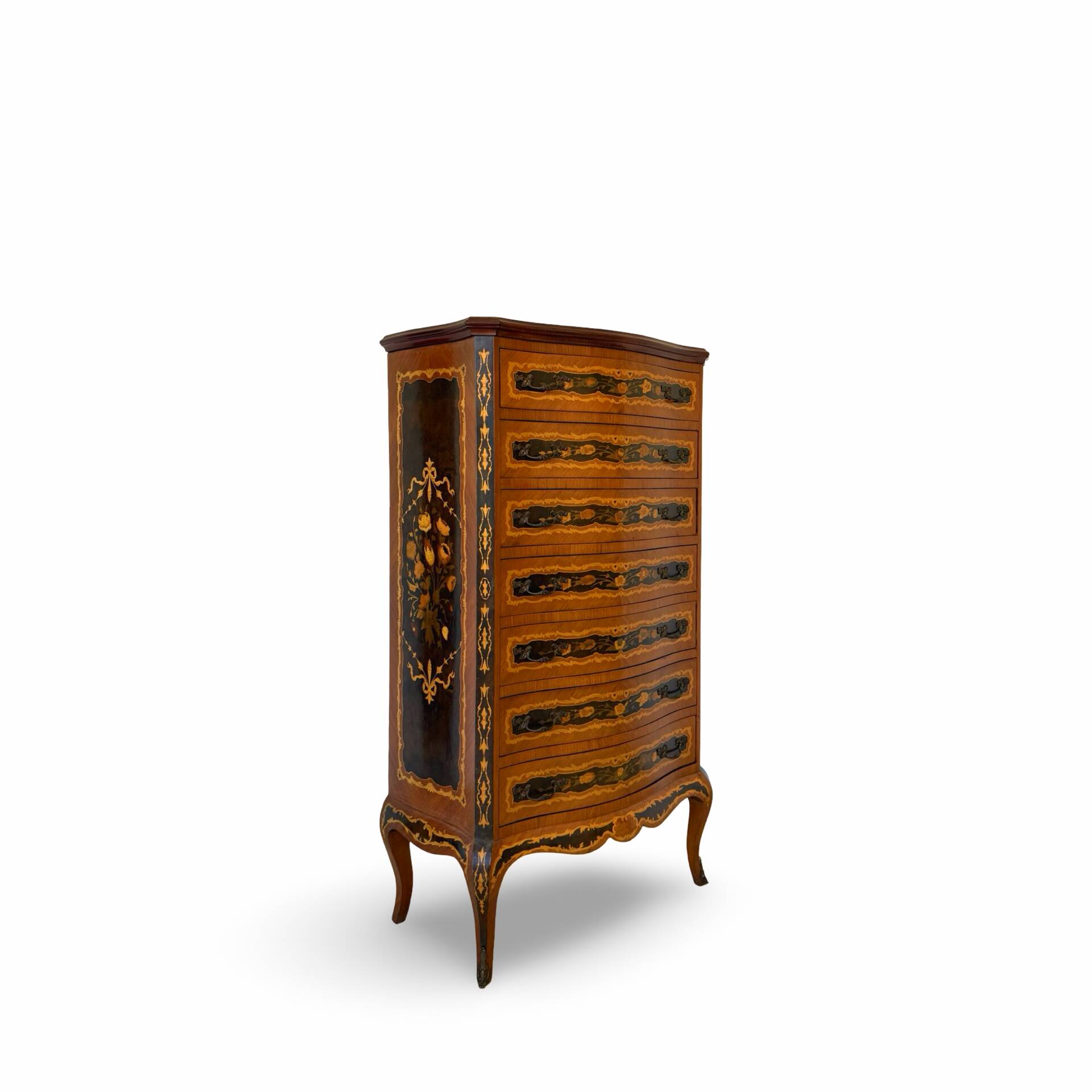 Wooden bedroom suite with inlays in mid-century Italian style, by Pacifici Prete, Rome.