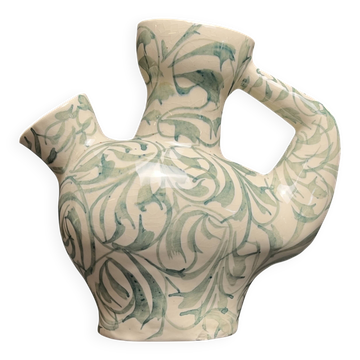 Small ceramic goat figurine with green Cyprus decoration, 20th century