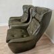 Dark green vintage leather armchair: 1970s Scandinavian style