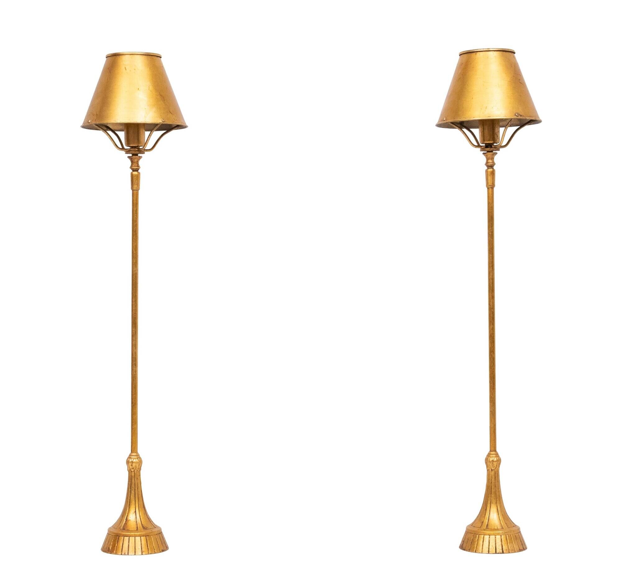 pair Beautiful Gold Leaf Table lamps Elegant Design 1970s France