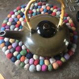 Flat ceramic teapot