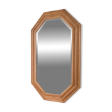 Miroir vintage octogonal en bois massif, style Mid-Century