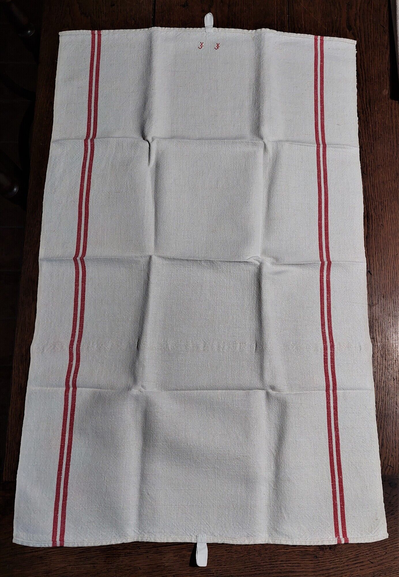 Old tea towels series of three monogram red J J hemp 57 X 90 cm