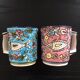 Paire de mugs décor poissons