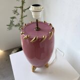Pink and gold ceramic tripod table lamp